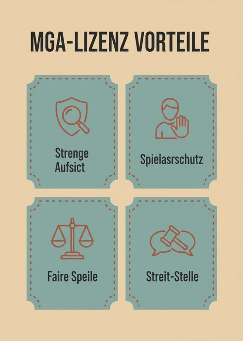 Vorteile der MGA-Lizenz beim ausländischen Casino: strenge Aufsicht, Spielerschutz, faire Spiele und Streit-Stelle.